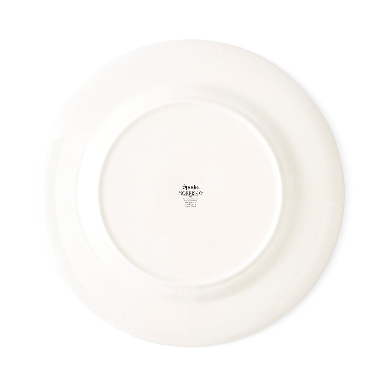 Spode Morris & Co Standen 11-Inch Dinner Plates, Set of 4 - Earthenware Dinnerware with Green Leaf Border Design, Microwave, Dishwasher, Freezer Safe - Elegant Tableware, Made in England