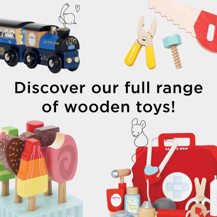 Le Toy Van - Educational Wooden Toy Honeybake Colourful Wooden Carlo's Gelato Pretend Ice Cream Toy | 12 Pieces - Great Role Play Gifts For A Boy Or Girl - 2+ Years