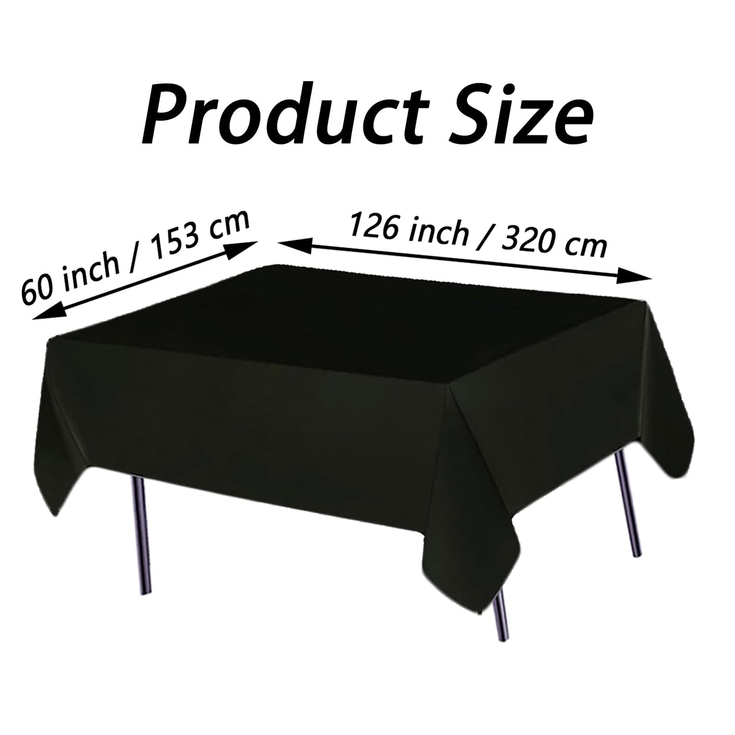 10 Pack Black Table Cloth Rectangle Table Cloths for 8 Foot Rectangle Tables 60 X 126 Inch Washable Polyester Table Covers, Reusable & Wrinkle Resistant for Weddings, Parties, Events, and Everyday Use
