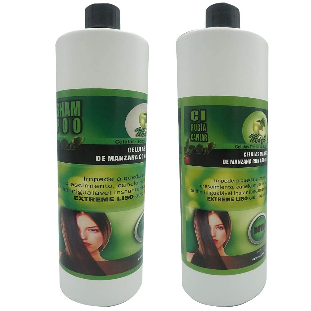 Cirugia Capilar De Celulas Madres De Manzana Con Argan (32 oz + Shampoo) Alisado Perfecto Y natural. (32oz)