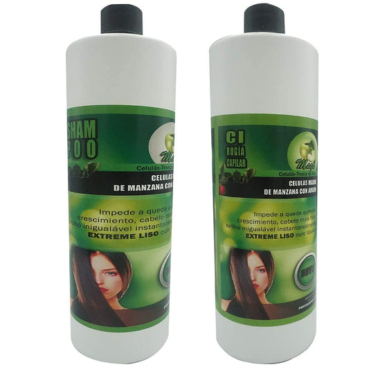 Cirugia Capilar De Celulas Madres De Manzana Con Argan (32 oz + Shampoo) Alisado Perfecto Y natural. (32oz)