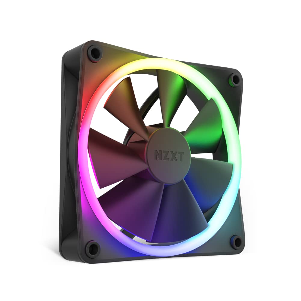 NZXT F120 RGB Triple Pack – 3 x 120mm RGB PWM PC Fans with RGB Controller – High Airflow, Low Noise – Fluid Dynamic Bearing – CAM Software Control – 18 LEDs per Fan – Black