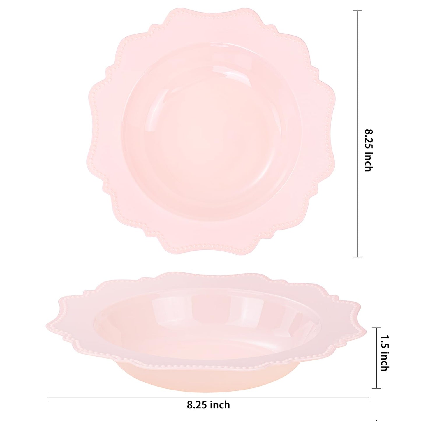COLOSUS Pink Plastic Party Bowls (60 Pack) 12 Oz Disposable Soup/Salad Bowl, Fancy Shatterproof Dinnerware for Easter, Catering, Holidays, Weddings, and Everyday Use