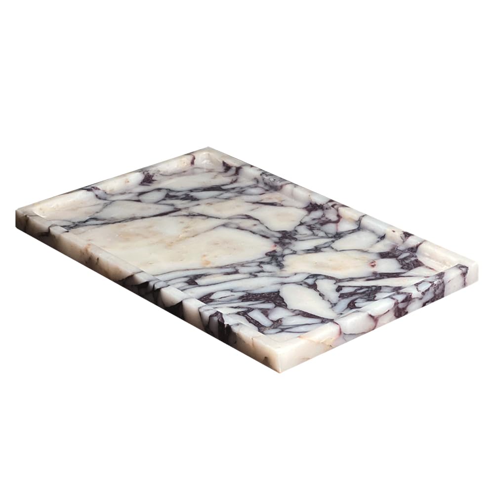 Real Luxurious Natural Marble Vanity Tray Genuine Marble/Stone Storage Tray for Home Decor Bathroom/Kitchen/Vanity/Dresser Non-Resin/Non-Ceramic