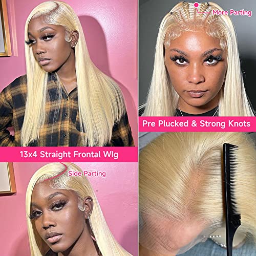 613 Lace Front Wig Human Hair 13x4 Blonde Lace Front Wigs 26Inch 210% Density 613 HD Lace Frontal Wig for Women 12A Brazilian Straight Human Hair Wig Glueless Wigs Pre Plucked with Baby Hair