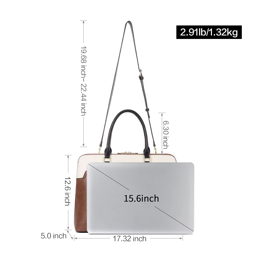CLUCI Briefcase for Women Oil Wax Leather 15.6 Inch Laptop Slim Business Large Capacity Ladies Shoulder Bags Vintage Brown