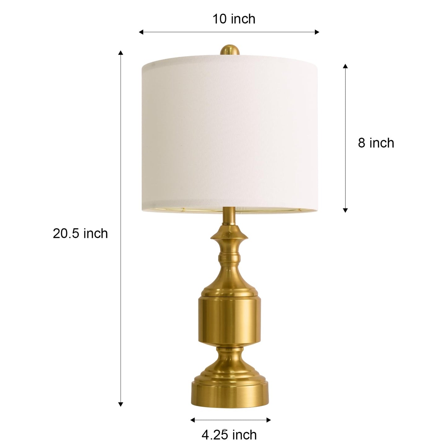 BOBOMOMO Gold Table Lamps Set of 2-20.5" Modern Metal Bedside Lamps for Nightstand, Mid-Century Night Stand Lamps with Linen Shade, Small Lamps for Bedroom Side Table & Home Office