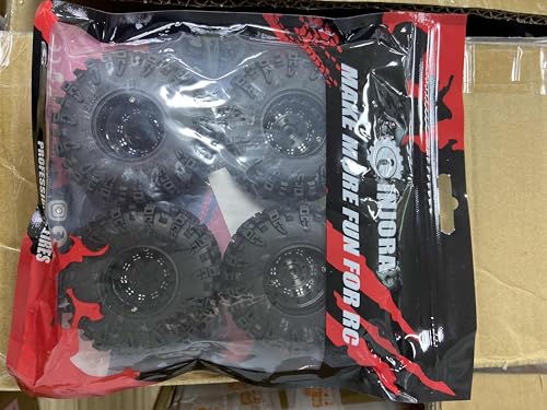 INJORA 1.3" Wheel Tires Set - S5 Swamp Claw Mud Terrain Tires and Aluminum Wheel for 1/18 1/24 SCX24 TRX4M Upgrade RC Crawler Car