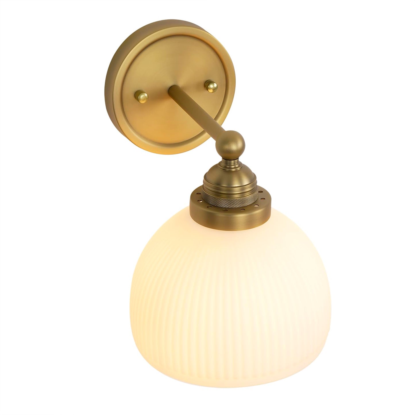 SongCiLT Vintage Wall Sconce 1-Light with White Striped Glass Globe Shade, Indoor Wall Mounted Lamp Fixture for Living Room Bedroom Kitchen Hallway