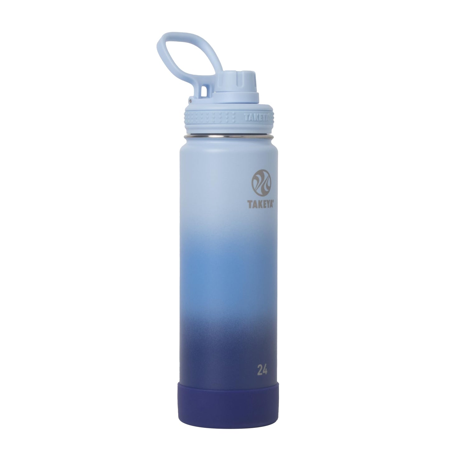Takeya Actives Stainless Steel Water Bottle, Insulated Spout Lid, Keeps Drinks Cold 24 Hrs, Leakproof, Durable, Dishwasher Safe, Ideal for Gym, Travel, Fits Most Cup Holders, 24 oz/Ombre Pacific Blue