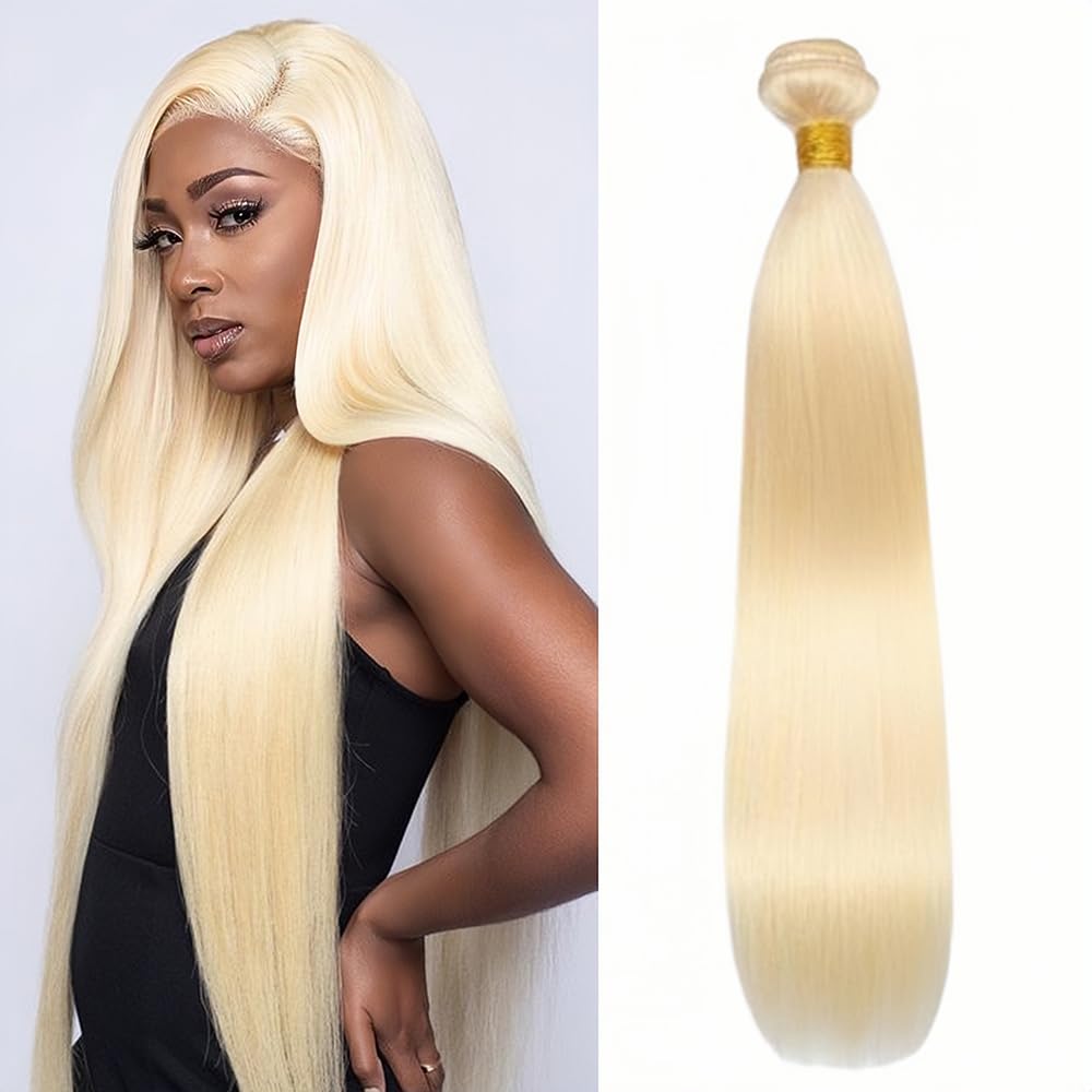 MSTOXIC 613 Bundles Blonde Bundles Human Hair 22 Inch 613 Straight Human Hair 1 Bundles 12A Grade Unprocessed Brazilian Virgin Human Hair Weave Extensions For Women (Single Bundles Human Hair)