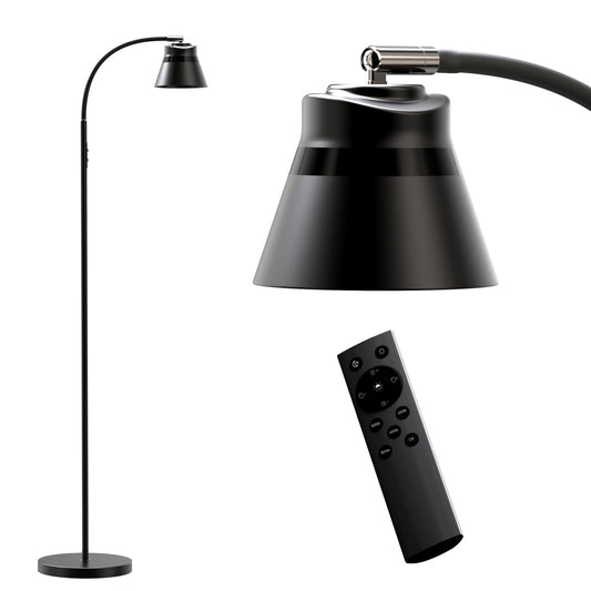 AXX Reading Floor Lamp for Living Room, Flexible Gooseneck Standing Lights for Task, Craft, Architect - Small-Shade, Metal, LED, Black, Bright, Dimmable