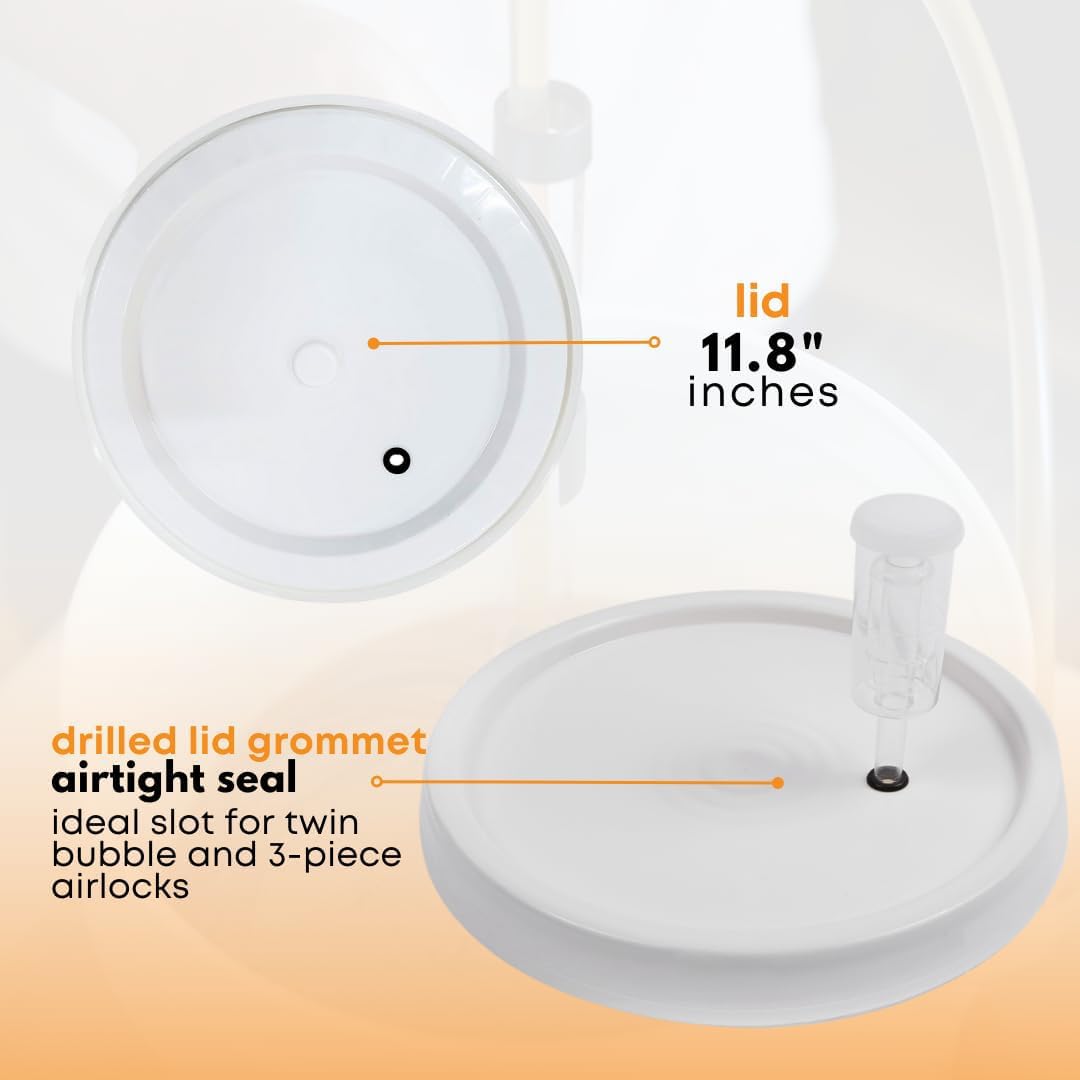 FastRack 2-Pack 6.5 Gallon Fermentation Bucket with Lid & Airlocks | White | BPA-Free Food-Grade HDPE Brew Buckets with Grommeted Lids for Beer, Wine, Mead & Cider