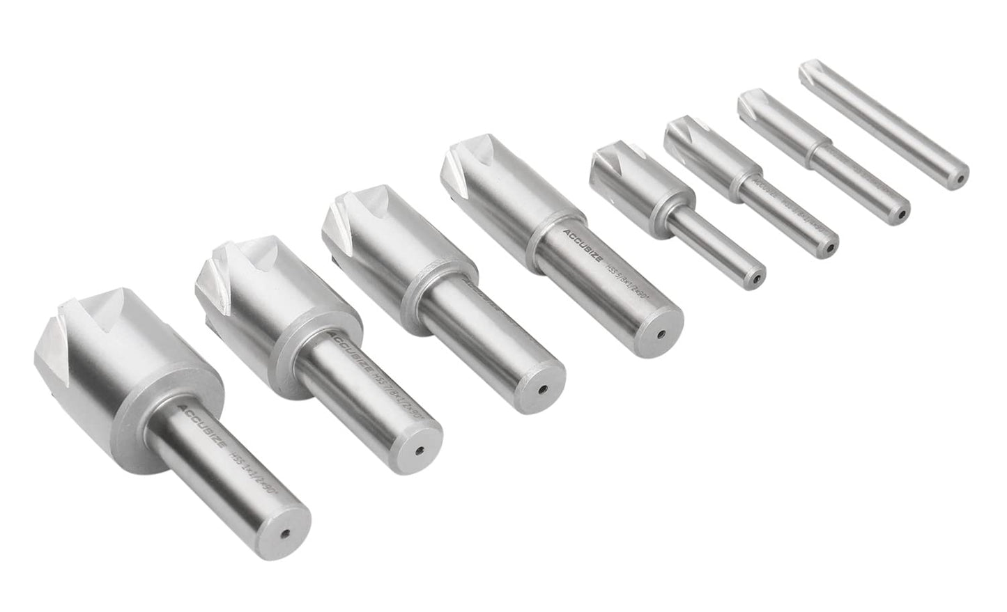 Accusize Industrial Tools 90 Degree 6 Flute H.S.S. Machine Countersink, 8 Pcs, 0206-2016