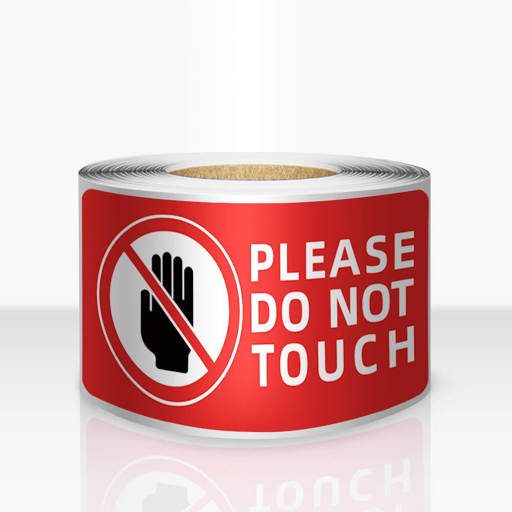 200 PCS Do Not Touch Stickers Tape 3"×6" Inches Please Don’t Touch Sign Commercial Grade Removable Waterproof Vinyl Decal