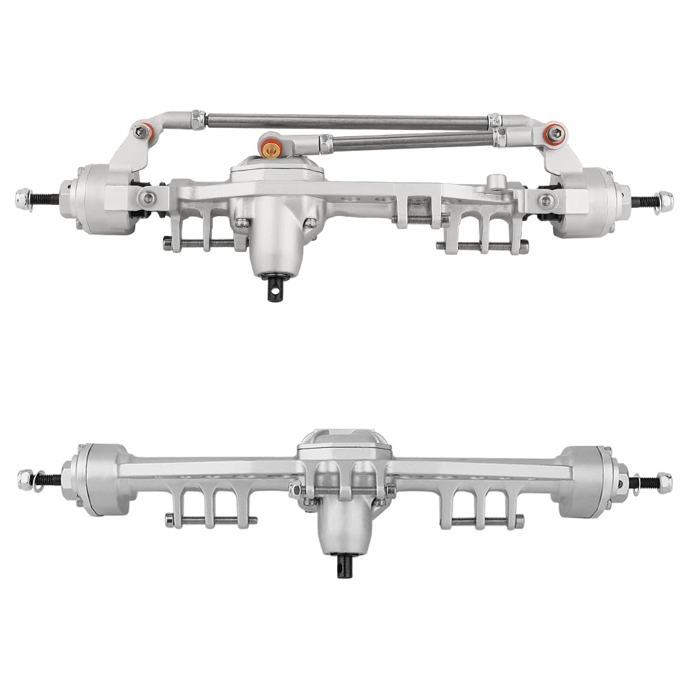 Pothyes CNC Metal Front and Rear Portal Axles for 1/10 RC Crawler Car Axial SCX10 III AXI03006 AXI03007 Wrangler JL AR45 Axle Upgrade Part (Silver)