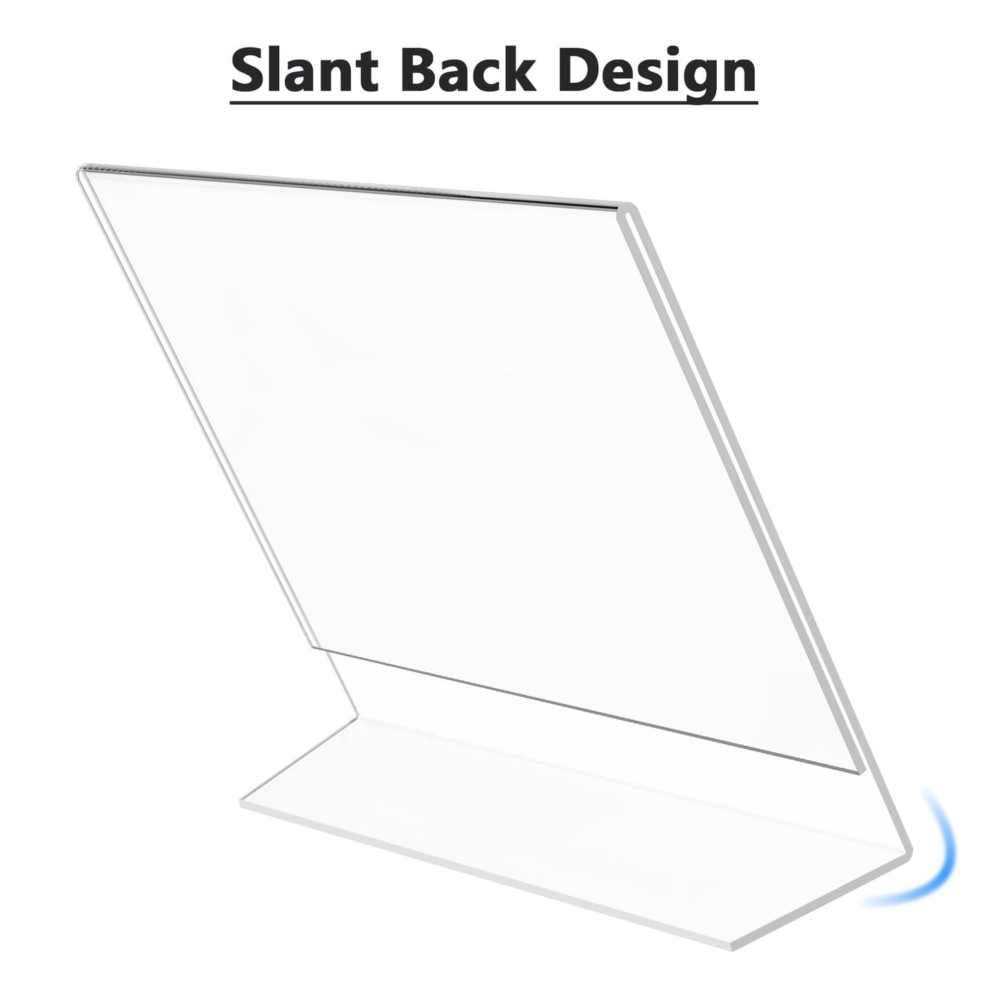 MaxGear Acrylic Sign Holder 8.5x11 Inches Horizontal 12 Pack, Slant Back Clear Tabletop Display Stands for Flyers Menus Documents, Landscape Sign Frames