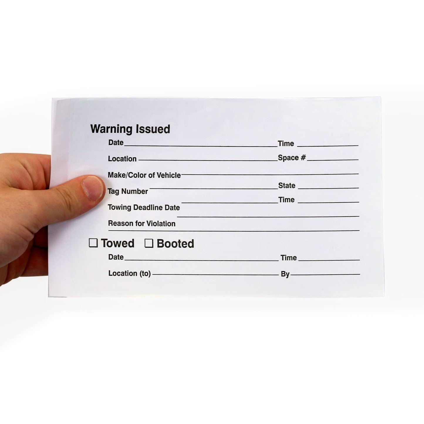 SmartSign Warning Parking Violation Stickers, Book of 50 Stickers, 5" x 8", Move Vehicle Immediately to Avoid Towing Sticker, Hard to Remove Write-On Tickets, Fluorescent Yellow