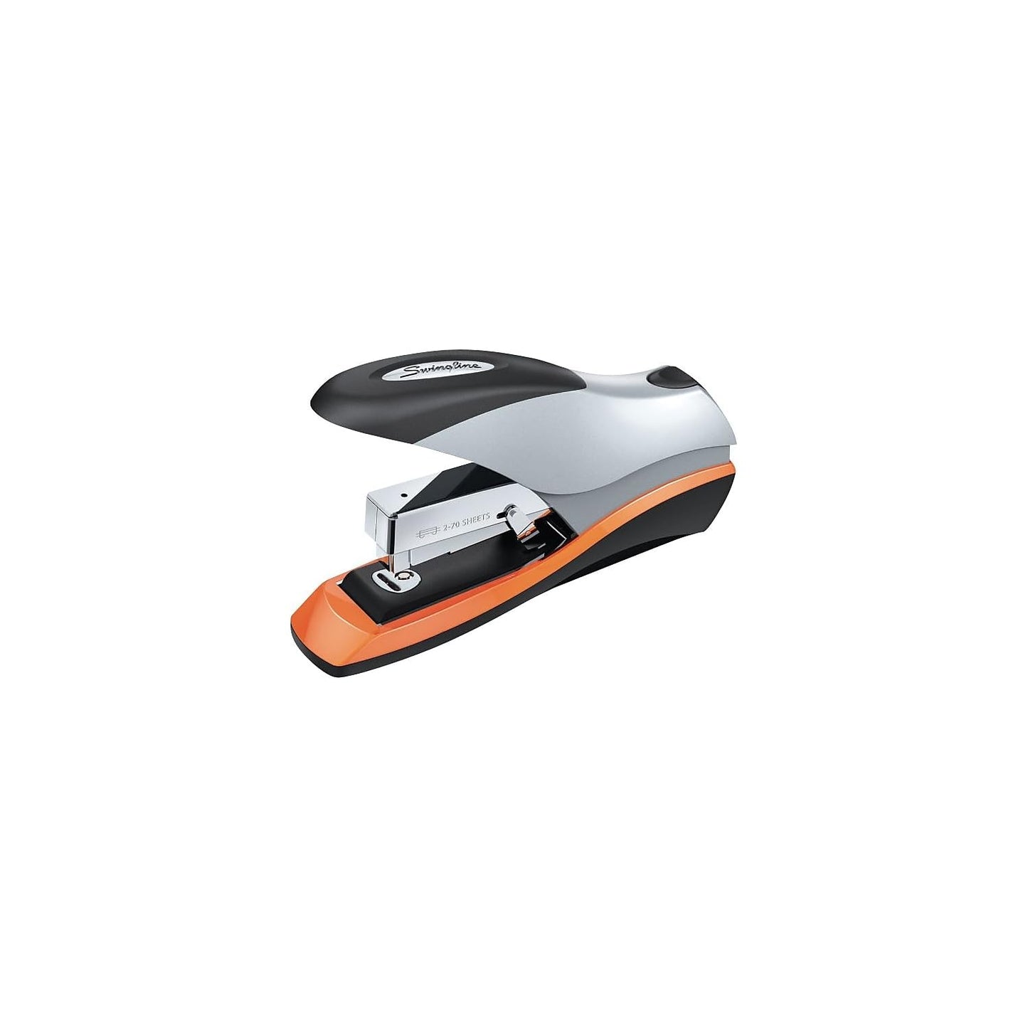 Swingline Stapler, 70 Sheet Capacity, Optima 70, Jam Free, Reduced Effort, Soft Grip, Metal, Silver/Black/Orange (87875)
