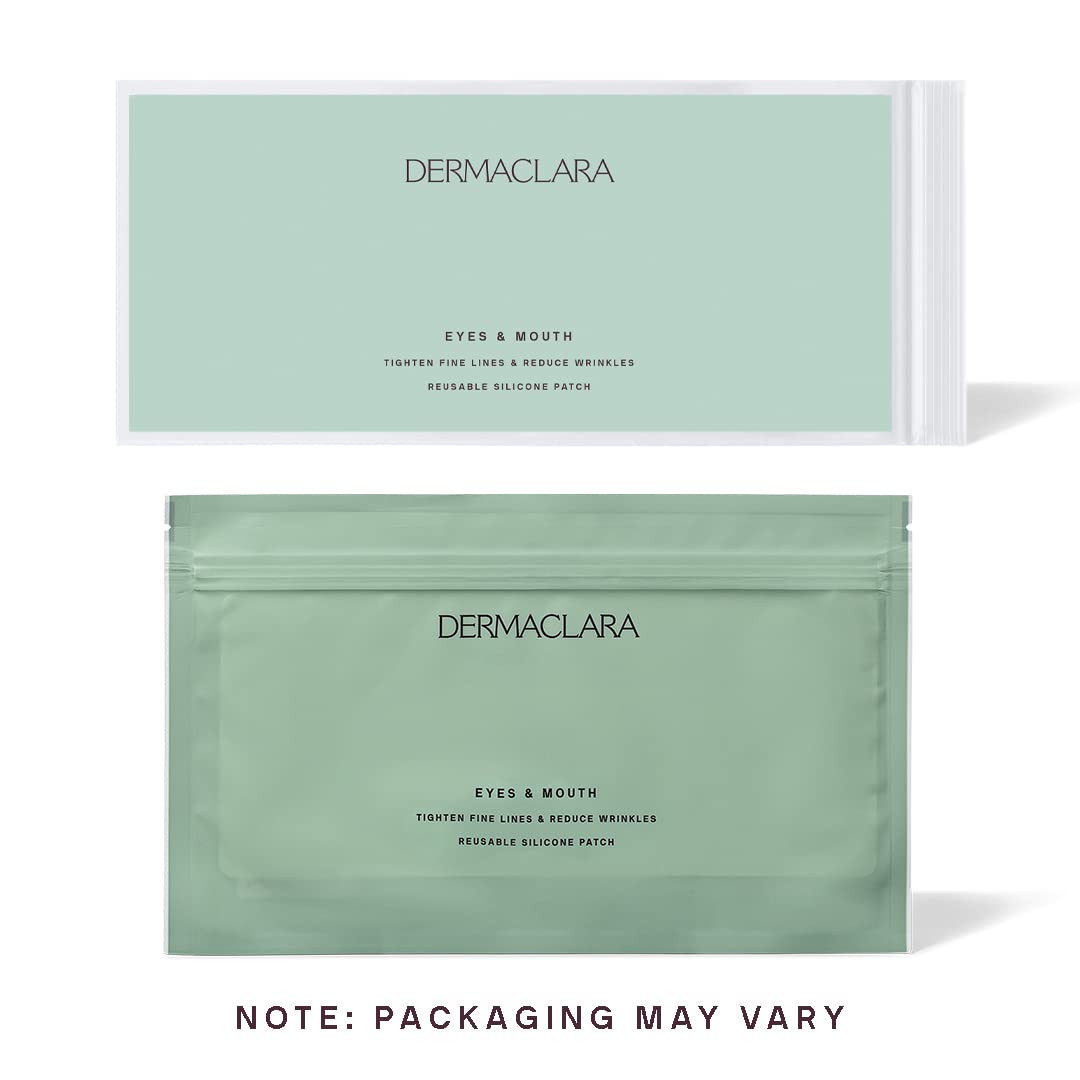Dermaclara Eye & Mouth Patches - Anti-Wrinkle Silicone Patches for Smile Lines & Under Eye, Overnight Face Pads for Women & Men for Laugh & Frown Lines, Anti Aging, Reusable up to 30 Times - 4 Patches