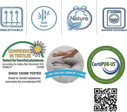 Comfyt Cervical Pillow Cooling Orthopedic Memory Foam Pillows for Back Stomach Side Sleeper - Sleeping Travel Neck Gusseted Bed Pillow Gel Layer Provides Coolness Removable Washable Cover