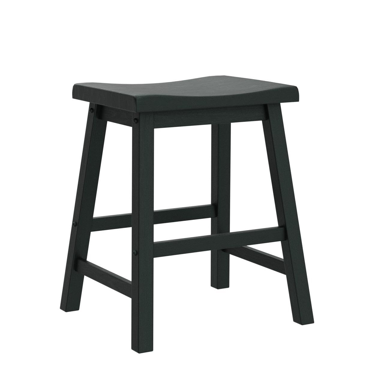 Homelegance Saddleback Solid Wood Kitchen Height Bar Stool Set Of 2 - Saddle Kitchen Stool Dining Height Stools for Dining, Armless Chair Seating Options, Perfect Casual Entertaining Spaces Black
