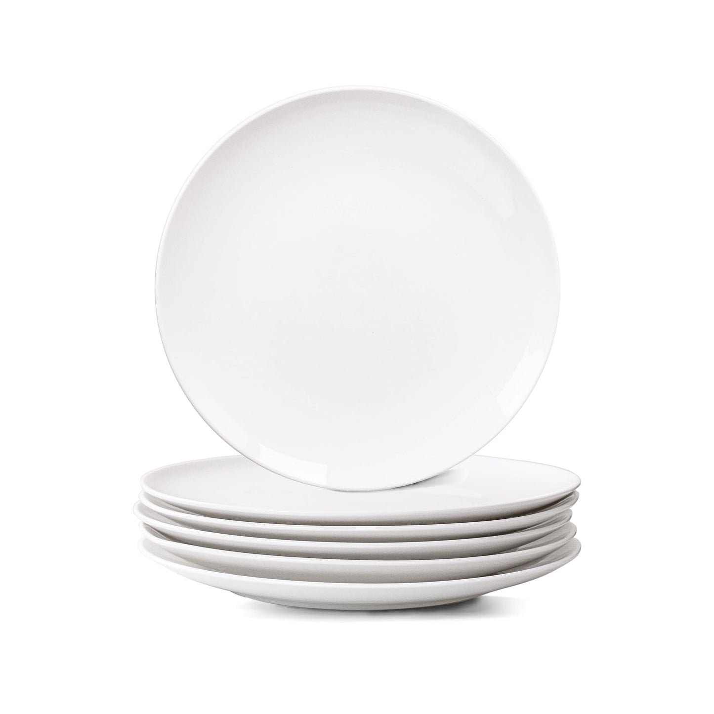 YALONG White Dinner Plates Set of 6, 10 Inch Ceramic Plates – White Porcelain Dinner Plates for Kitchen, Serving & Everyday Use, Microwave & Dishwasher Safe, 25.4Cm