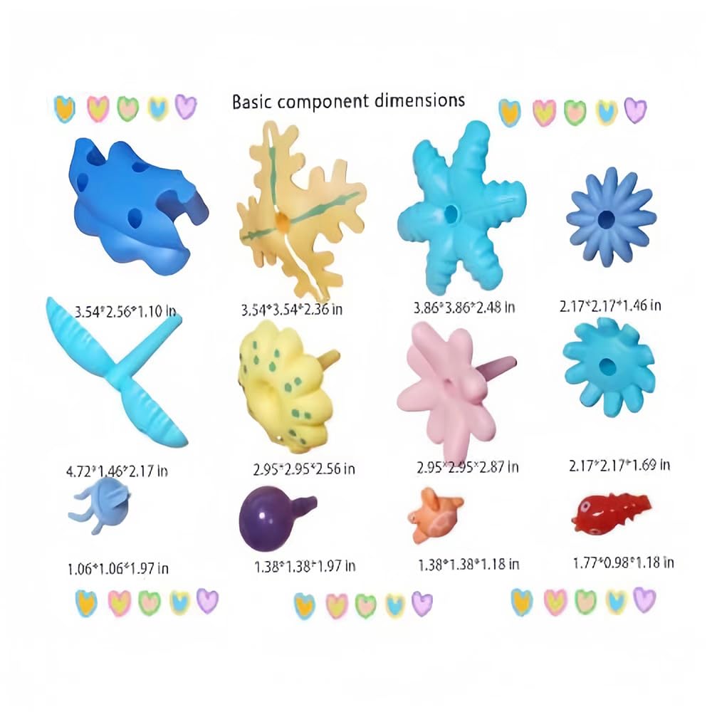 PSDVAYI Ocean Underwater World Coral Toy, Ocean Blocks, Coral Garden Building, Kids Birthday Gift, STEM Toy for Toddler Activities Ages 3 4 5 6(76PCS)