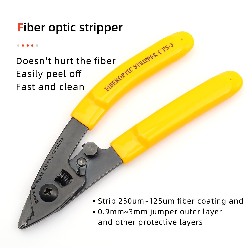 FC-6S FTTH Fiber Optic Cold Connection Assembly Termination Tools Kit Bag with Visual Fault Locator Fiber Cleaver SC FC Connector Optical Power Meter Finder Cable Tester Stripper Tool Dust Free Paper
