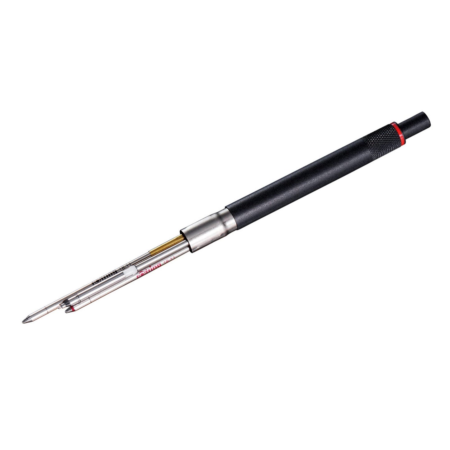 rOtring 600 3-in-1 Multicolor Pen and Mechanical Pencil, Switches Between 2 Ballpoint Pen Fine Point Tips (Black and Red Ink) and 1 Mechanical Pencil Tip (0.5mm Lead), Silver Barrel