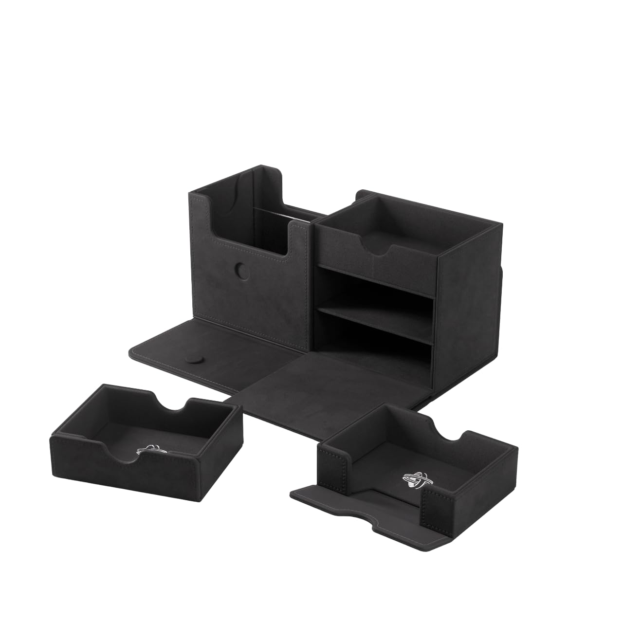 Gamegenic The Academic 133+ XL Premium Deck Box | Double-Sleeved Card Storage | Card Game Protector | Holds Up to 122 Cards Plus Game Accessories | Black/Black Color | Made