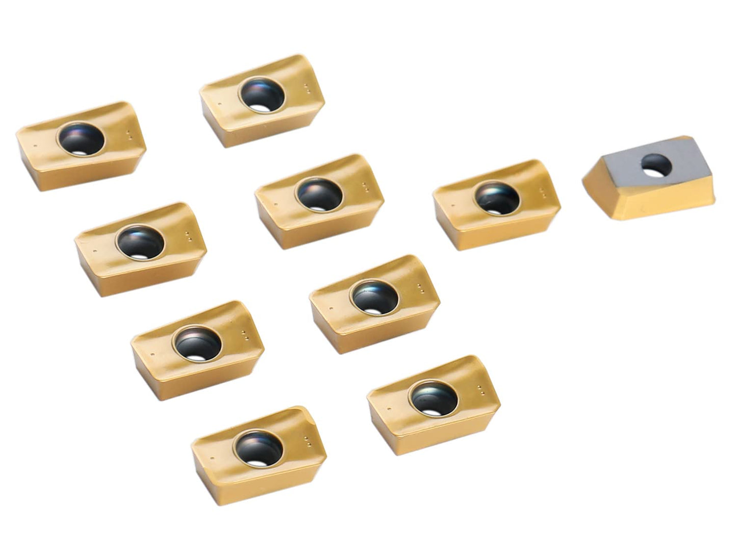 Accusize Industrial Tools APKT11T3 TiN Coated Carbide Inserts for Machining Steel, 10 Pc Set, 0056-1130