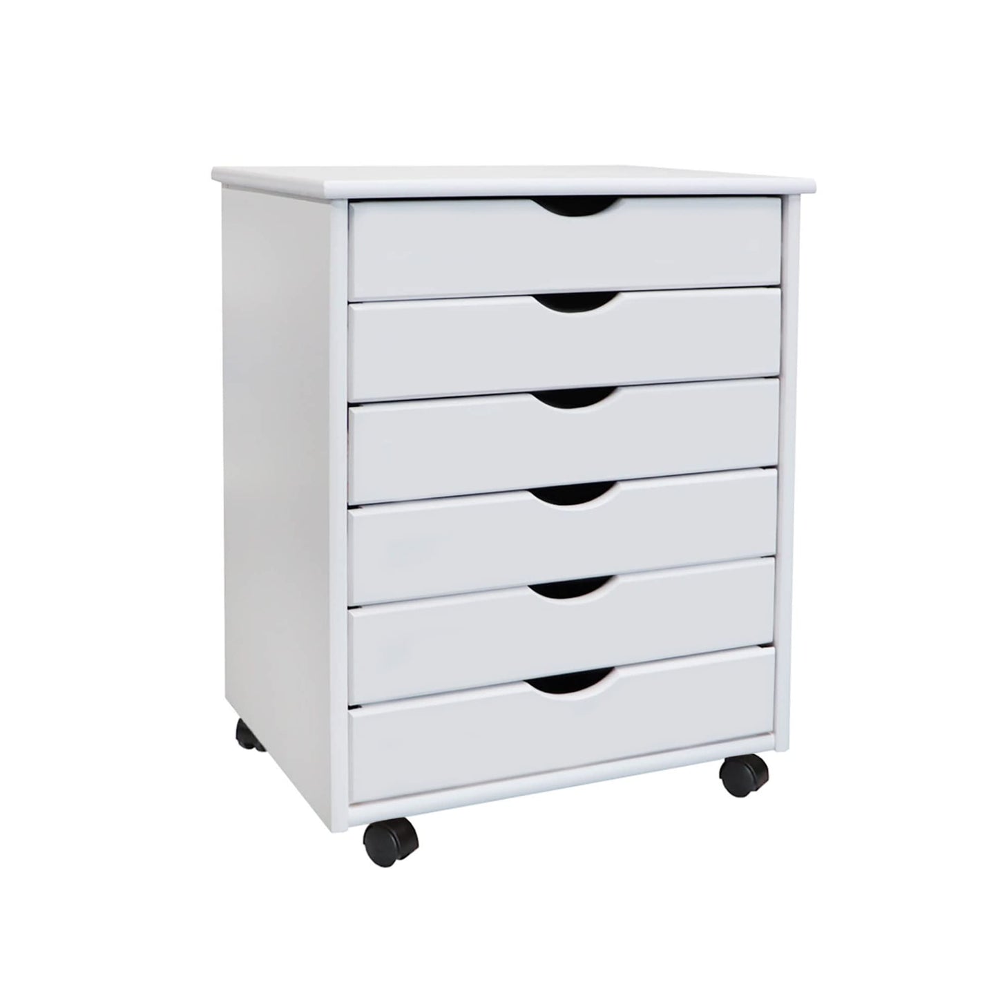 Jela Original Roll Cart, Solid Wood, 6 Drawer Extra Wide Drawers Roll Carts, White