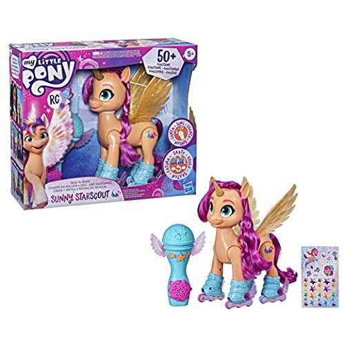 My Little Pony: A New Generation Movie Sing 'N Skate Sunny Starscout - Interactive 9-Inch Remote Control Toy with 50 Reactions, Lights