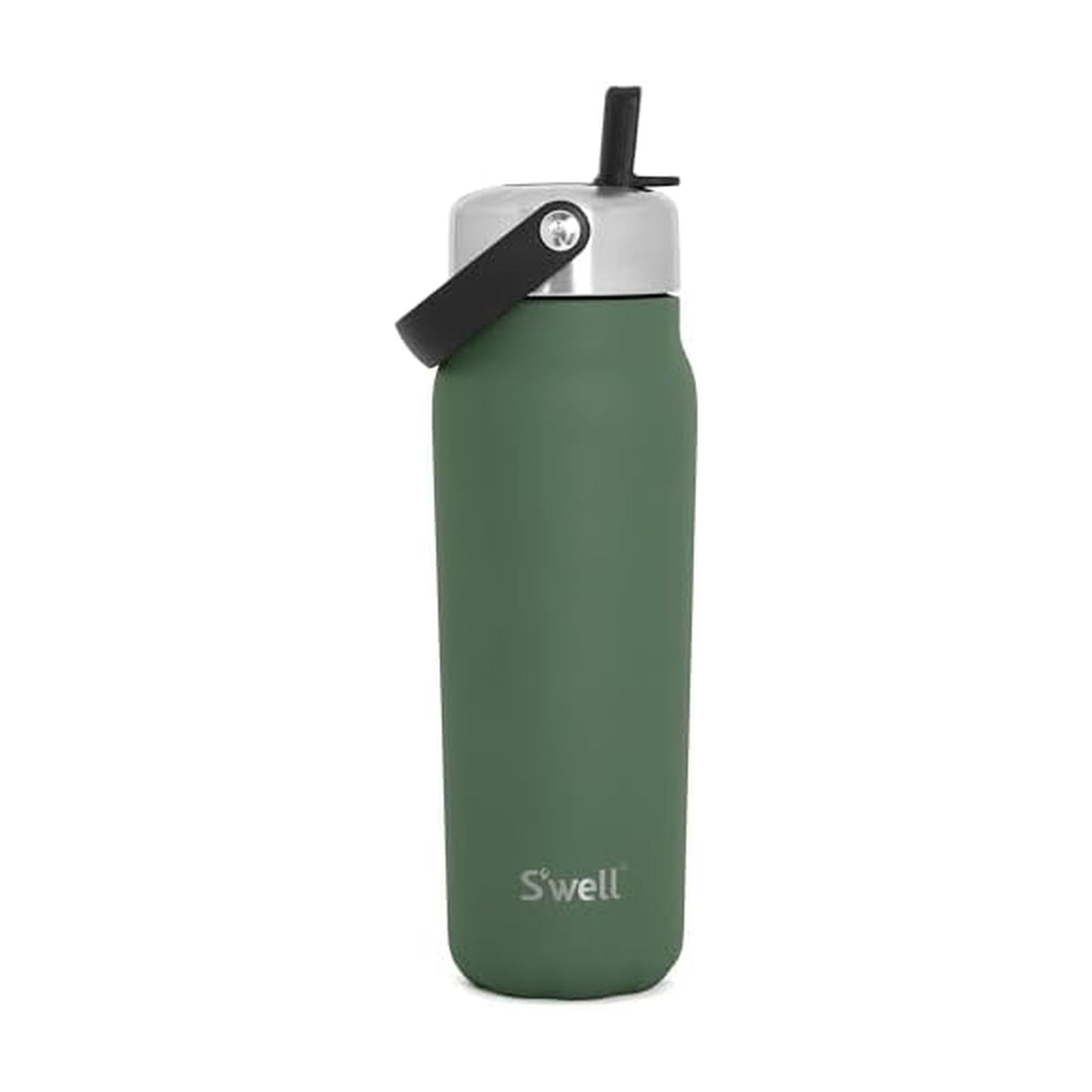 S'well Recycled Stainless Steel Explorer with Flip Straw Lid, 24oz, Green Jasper, Triple Layered Vacuum Insulated Containers Keeps Drinks Cold for 36 Hours and Hot for 8