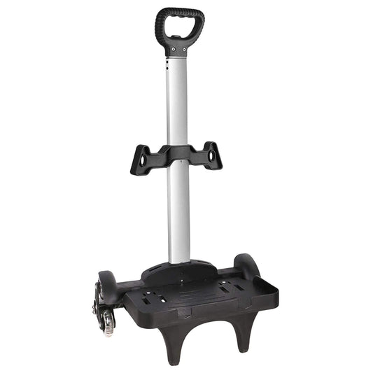 Backpack Trolley, Wheeled Trolley Aluminium Alloy Foldable Hand Cart with Border Base 6 Wheels Rolling Luggage Carts for Kids Teens Adult School Travel (6 Wheels with Edge Guard)