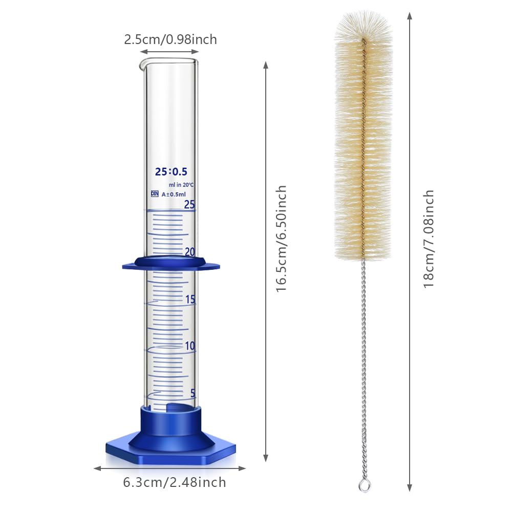 10PCS Graduated Cylinder Measuring Cylinder Thick Glass Lab Cylinders Glass Graduated Cylinder Glass Measuring Cylinder(25ML)