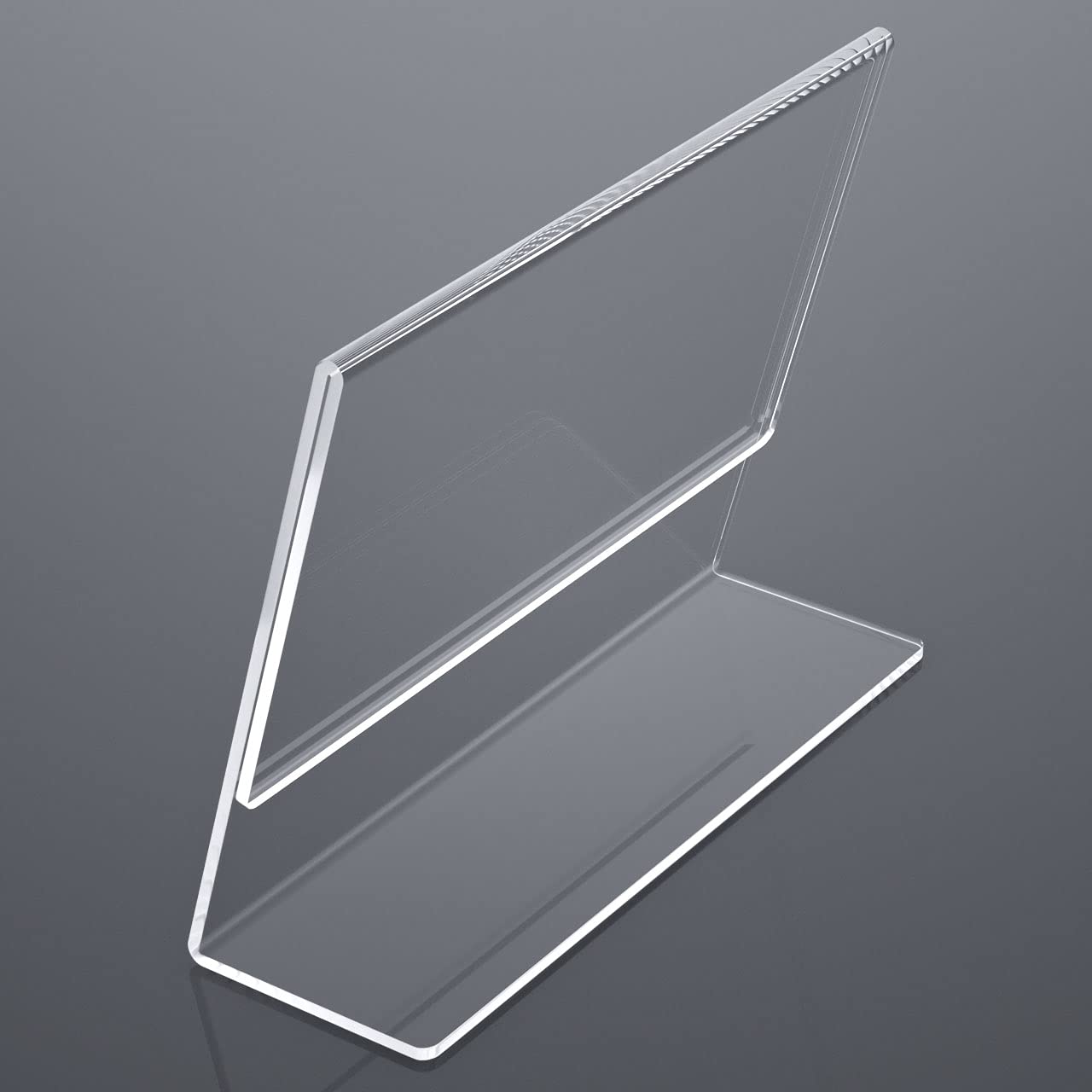 NIUBEE Acrylic Sign Holder 8.5x11 Inches 12 Pack Horizontal, Slant Back Clear Frames, Plastic Paper Flyer Display Holder, Document Menu Table Stand for Office, Store, Restaurant -Landscape
