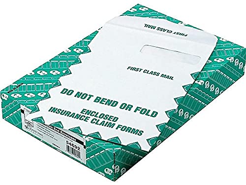 Quality Park Health Claim Insurance Envelopes, with Security Tint and First Class Border, for Medicare Form HCFA-1508 and other Healthcare Forms, 28 lb. White Wove, 100/Box (QUA54692)