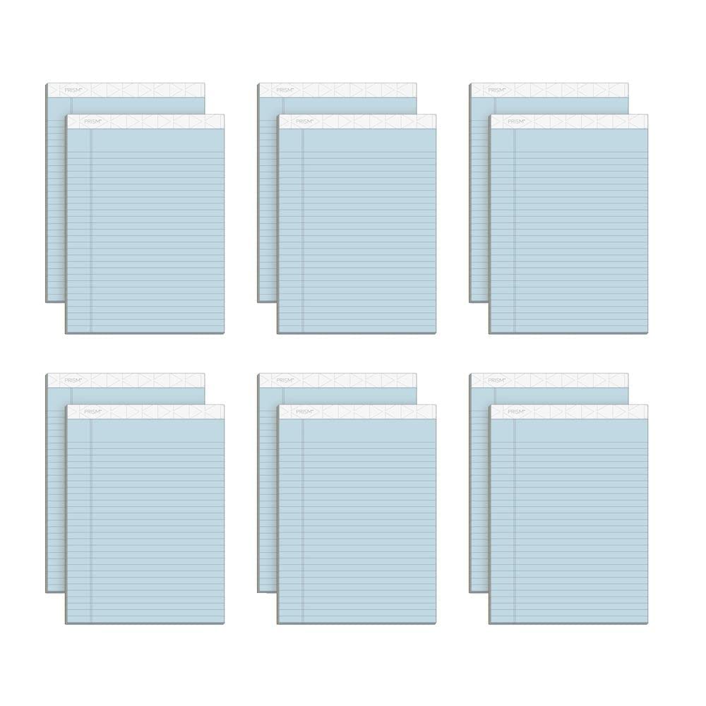 Tops Prism Writing Pads, 8-1/2" x 11-3/4", Legal Rule, Blue, Perforated, 50 Sheets, 12 Pack (63120)