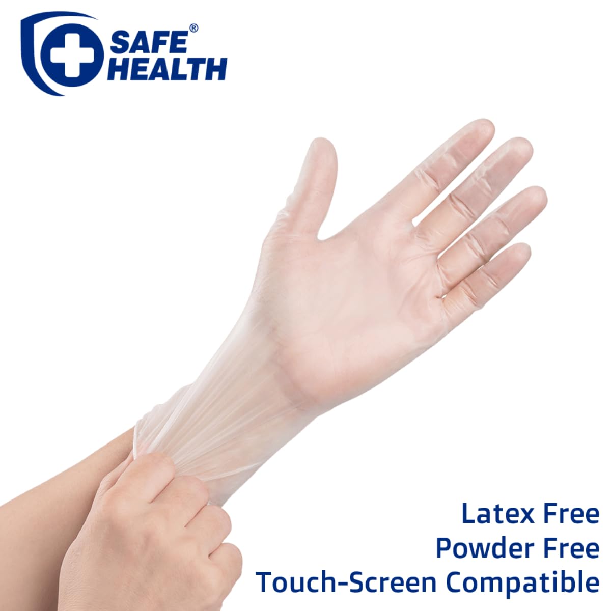 Safe Health Vinyl Exam Disposable Gloves, Latex Free, Powder Free, Clear, Case of 1000, Medium, 3.5 mil, Medical Grade, Nursing, Office, Kitchen, Pet Care, Cleaning, Housework,Food Service