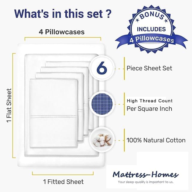 Mattress-Homes 6 Piece King Sheet Set, Hotel Luxury Collection, 100% Egyptian Cotton, 18 Inch Deep Pocket Fitted Sheet, Soft & Cool, Breathable Bedding with 4 Pillowcases in Taupe Stripe