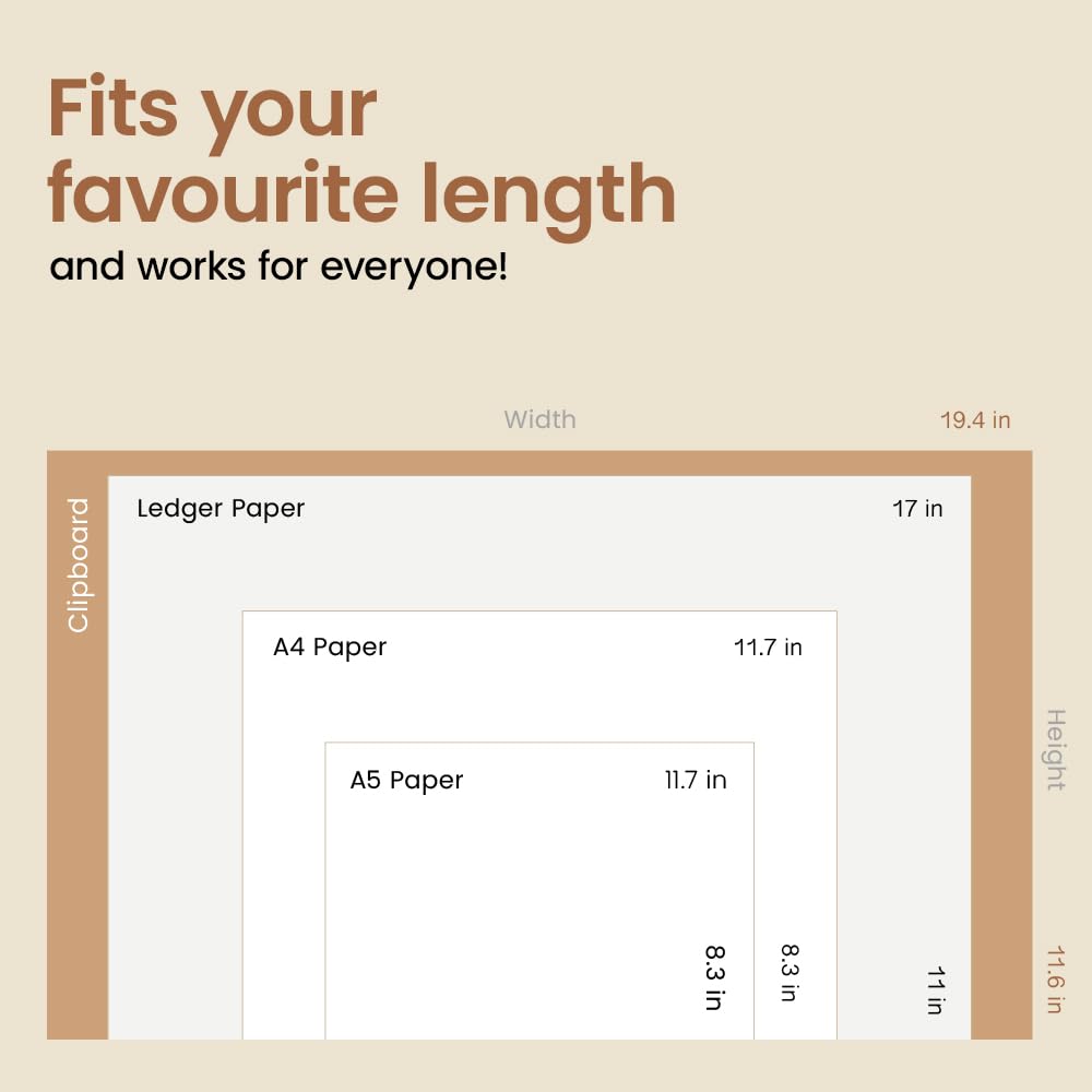 Paper Merlin Ledger Clipboards 19 x 11 Horizontal MDF 11x17 Clipboard Landscape Legal Size Paper with Large Clip 3 Pack