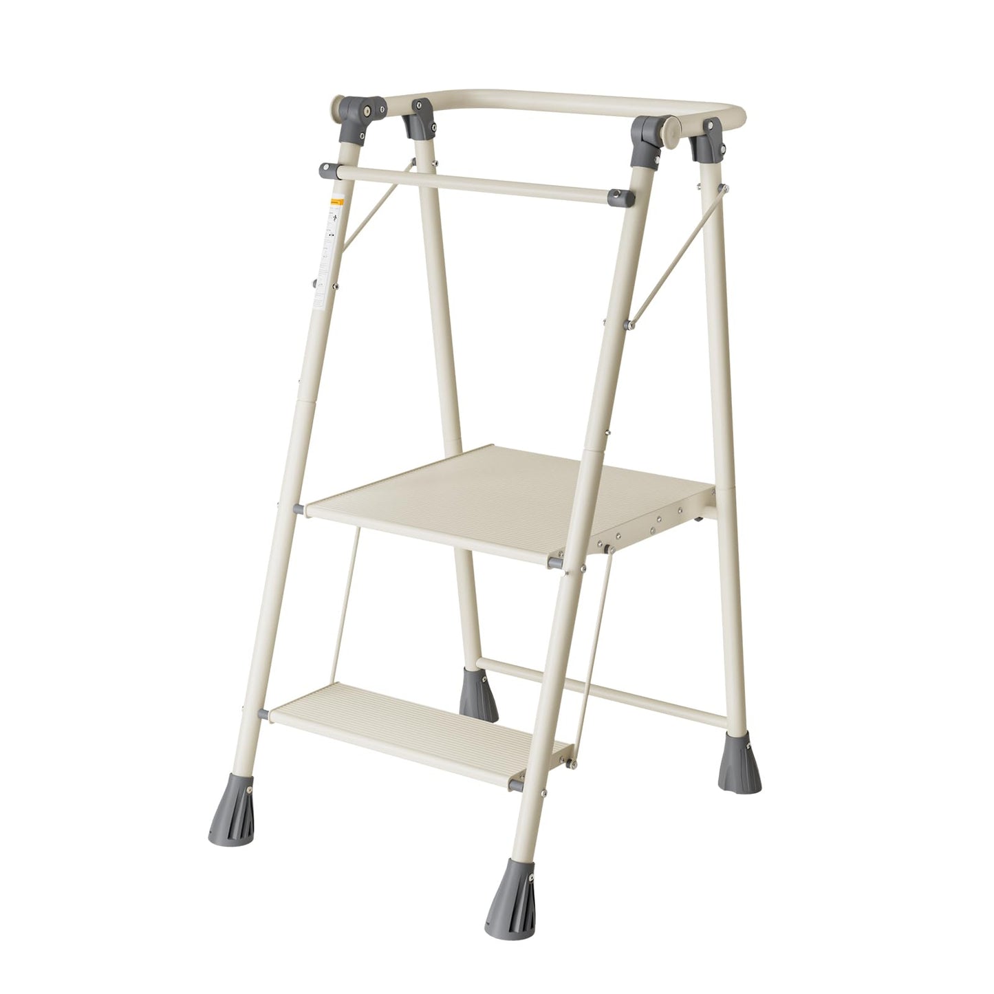 LEDLAY Aluminum Foldable Toddler Tower 2 Steps, Kids Step Stool for Kitchen, Toddler Kitchen Stool Helper with Anti-Drop Safty Railing, Multi-Functional Learning Tower with Anti-Slip Design, Gray