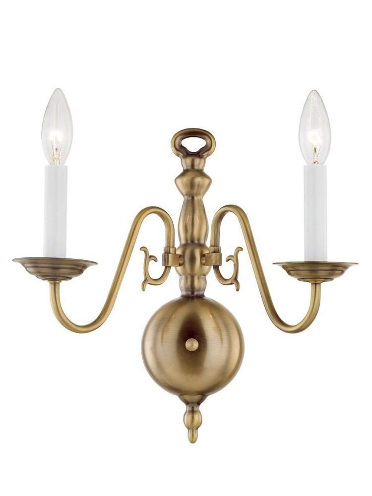 Livex Lighting 5002-01 Williamsburgh 2 Light Antique Brass Wall Sconce