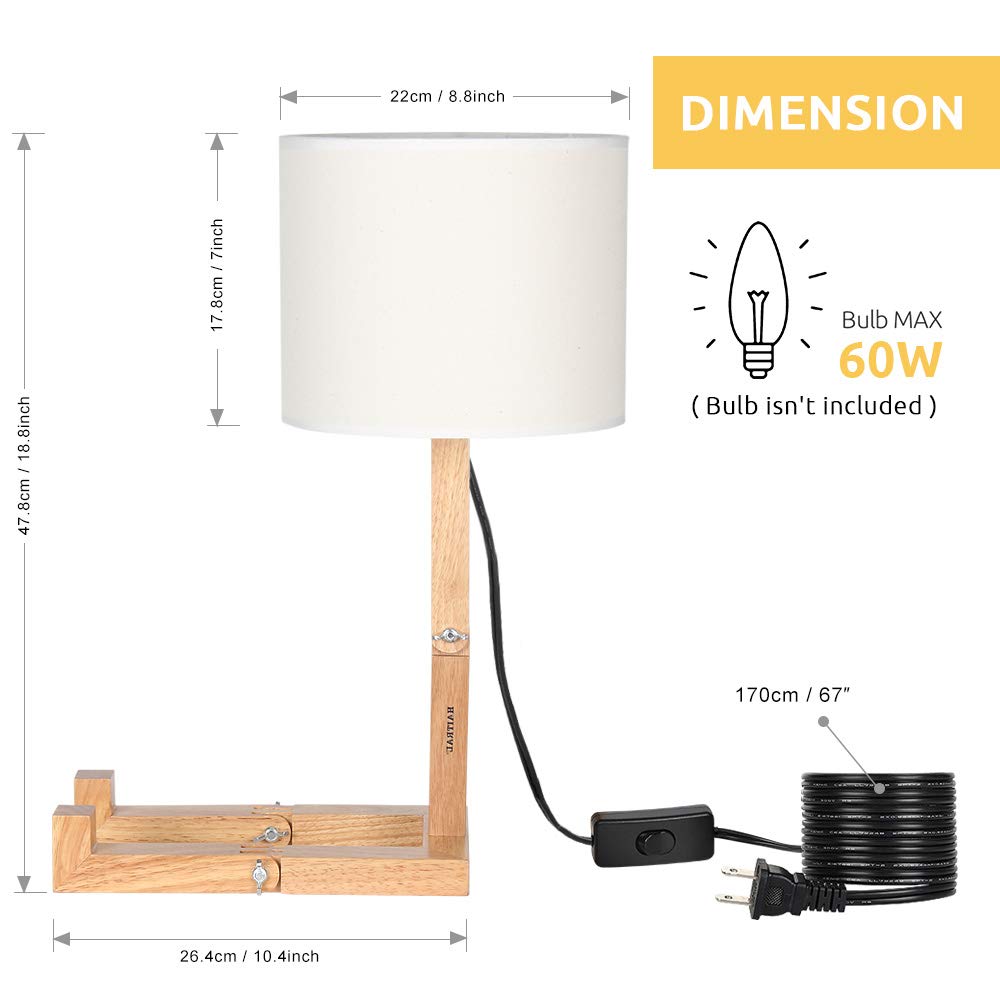 HAITRAL Cute Desk Lamp - Creative Table Lamp with Wood Base Changeable Shape Desk Lamp for Bedroom, Study, Office, Kids Room