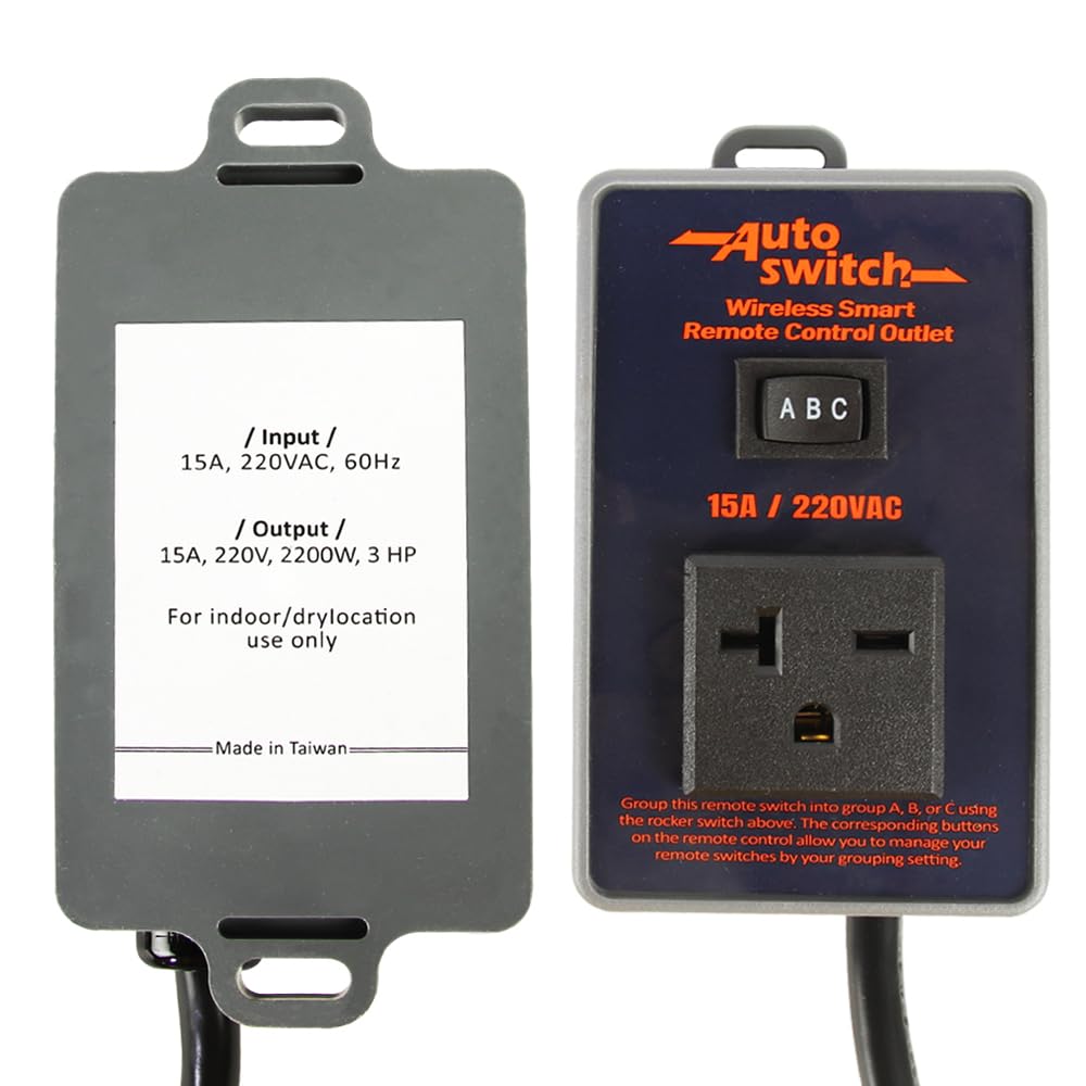 O'SKOOL Remote Control Wireless Electrical Outlet Switch, 433M Transmitter 220V Plug (Battery Included)