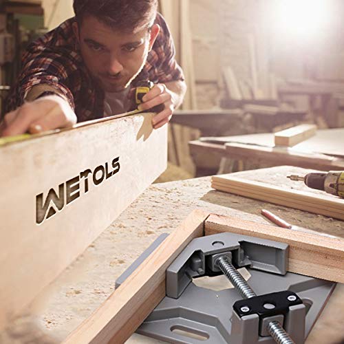WETOLS Corner Clamp 4pcs - 90 Degree Right Angle Clamp - Single Handle Corner Clamp with Adjustable Swing Jaw Aluminum Alloy, Photo Framing, Tools for Men Gifts- WE709