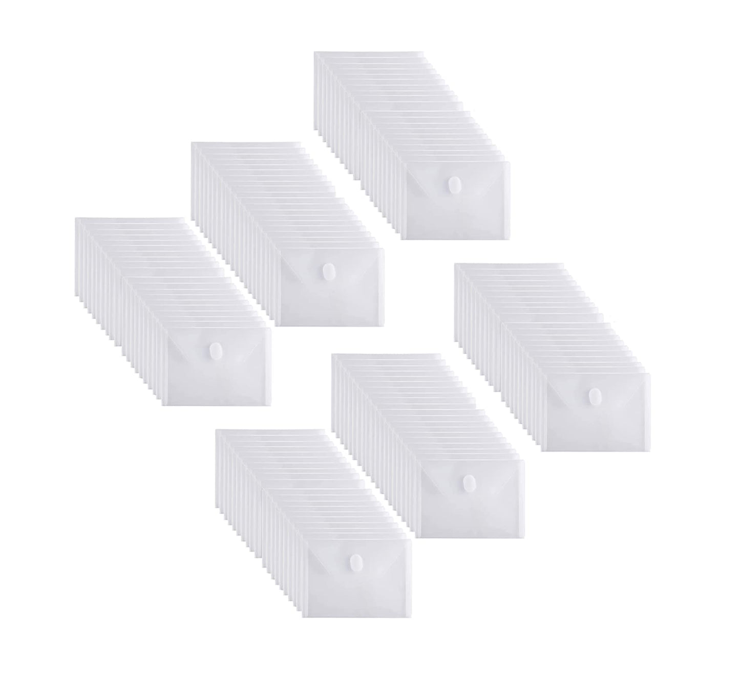 YESSART 5x7 Small Plastic Envelopes Hook Loop Closure Receipt Storage Holder 120 Pack (clear-120 pack)