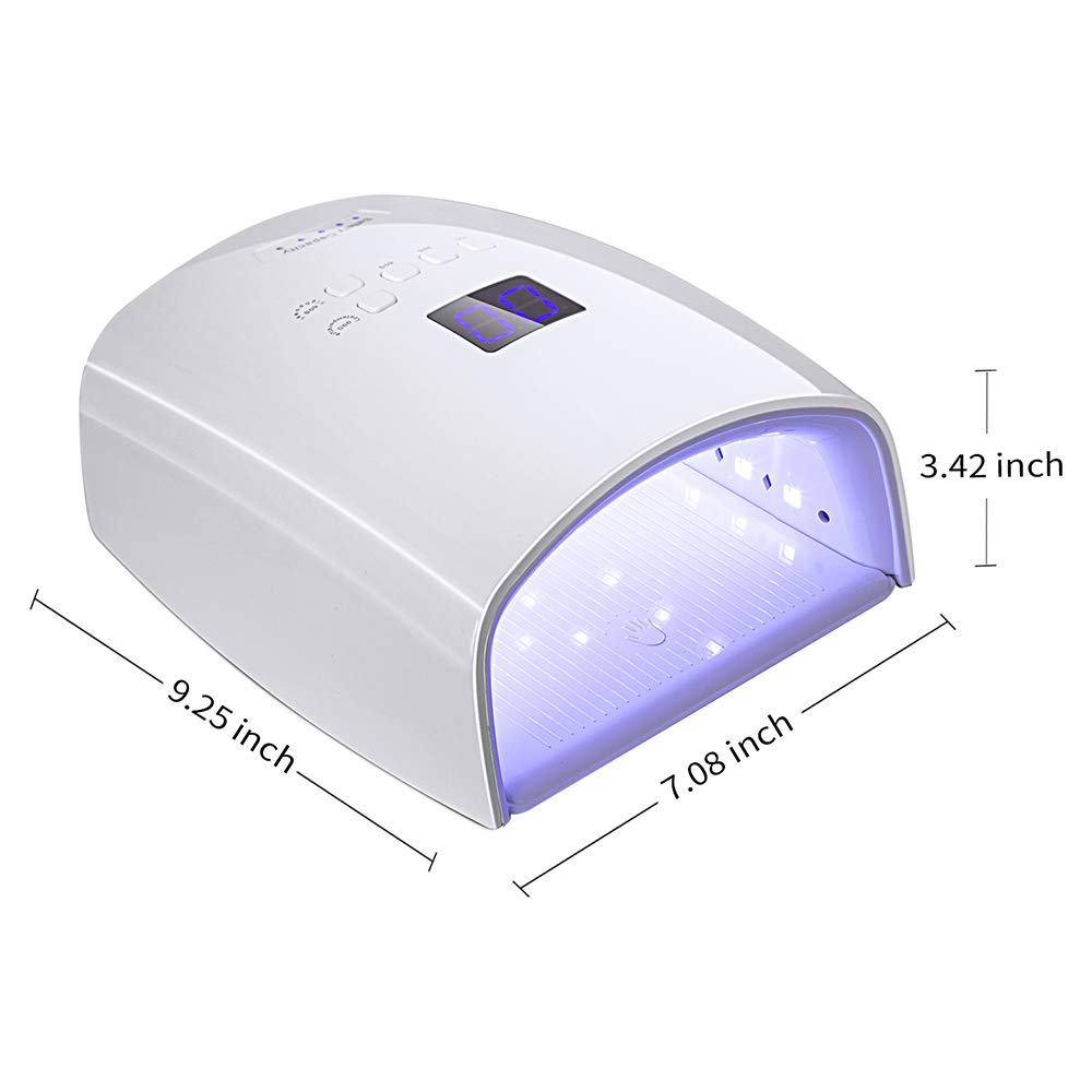 Ayshone 48W Rechargeable UV LED Nail Lamp,Cordless Professional Gel Nail Lights Nail Art Manicure Tools for Home and Salon (White)